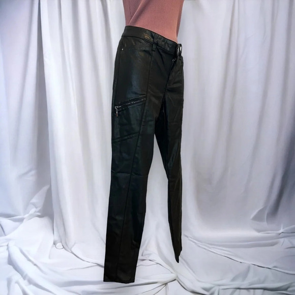White House black market coated black moto skinny jean size 6 - Picture 5 of 10
